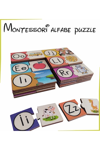 Ahşap Alfabe Puzzle 2 Parçalı