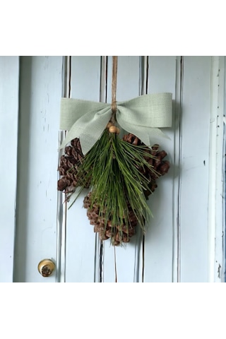 3 Lü Kozalak Ev Dekorasyon Kapı Süsü Yeşil