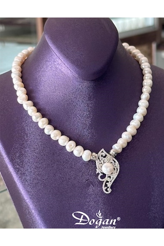 Doğan Silver 925 Ayar Gümüş Madalyon İncili Kolye Dgn21592