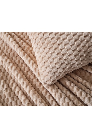 Doqu Petek Battaniye Seti Çift Kişilik Bej Diğer