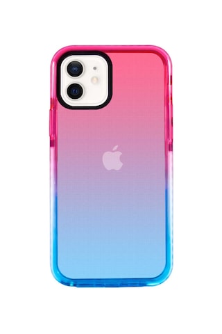 Apple Uyumlu iPhone 12 Kılıf Zore Renkli Punto Kapak Pembe - Mavi