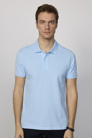 Tudors Erkek Slim Fit Dar Kesim Pamuklu Yumuşak Dokulu Serin Tutan Kumaş Düz Pike Mavi Polo Yaka Tişört-30768-Mavi