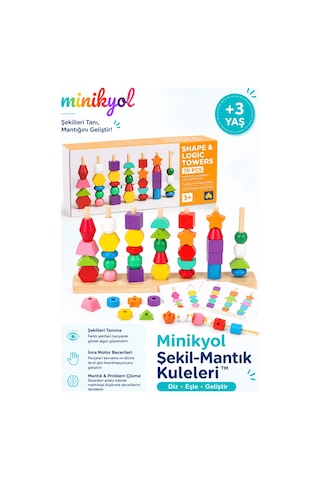 Şekil-mantık Kuleleri Ahşap Geometrik Şekiller Ve Çubuğa Dizme Eğitim Seti Şekil-mantık Kuleleri Ahşap Geometrik Şekiller Ve Çubuğa Dizme Eğitim Seti