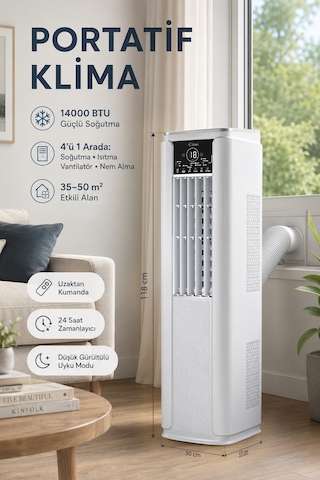 Kiwi KAC-7914 14000 BTU Soğutma ve Isıtma Portatif Klima