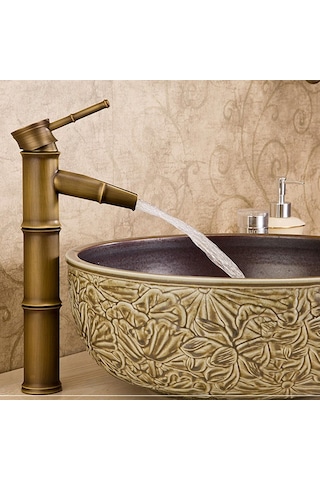 Dinosaurs F Fityle Pirinç Banyo Lavabo Bataryası - Bronz Altın