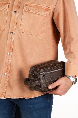 Newish Polo Erkek Deri Portföy Clutch Traş Kozmetik Bakım Ve Günlük El Çantası 14x24cm New171 - Kahve Kahverengi - Taba