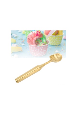 Yaleker 304 Paslanmaz Çelik Dondurma Kaşığı - Çok Amaçlı Toplama Aleti, Uzun Kolu, Rose Gold, Kolay Temizleme Altın
