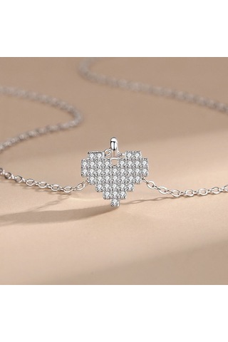 Tancise 925 Ayar Gümüş Aşk Tam Kolye Kadın Kore Klavikula Kolye Kişilik Tatlı Kalp Kolye Kolye Gümüş