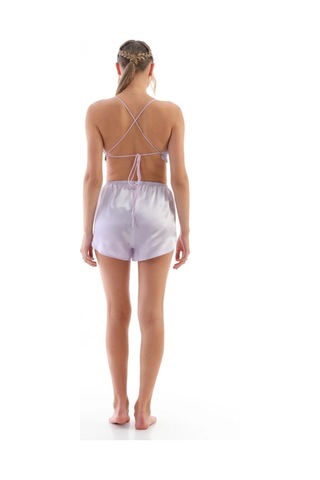 Laperissa Lila Saten Omuz Bağlamalı Kadın Askılı Pijama Takımı Mor