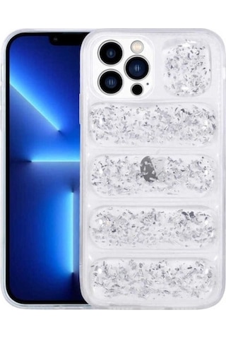 Apple Uyumlu iPhone 12 Pro Kılıf Kamera Korumalı Simli Airbag'li Zore Dalga Kapak Gümüş