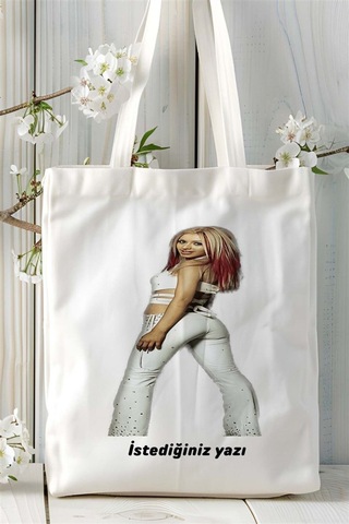 Art Hediye Christina Aguilera Baskılı Bez Çanta Kişiye Özel Model 1 Çok Renkli