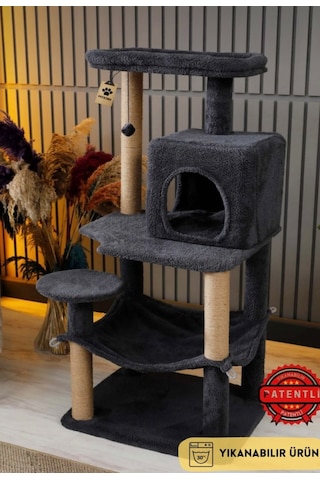 Çok Katlı Yıkanabilir Kedi Tırmalama Ve Oyun Evi- Dubai Gri