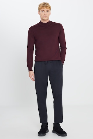 AC&Co / Altınyıldız Classics Erkek Sıyah Pamuklu Standart Fit Normal Kesim Beli Lastikli Diagonal Desenli Örme Pantolon Siyah
