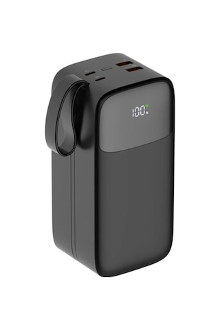 Sword SW-50PO3 50000 Mah Pd 22.5 W Hızlı Şarj Kendinden Kablolu Type-c & Lightning Powerbank Siyah