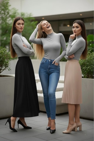 3 Lü Parmak Geçmeli Kadın Body Seti Gri