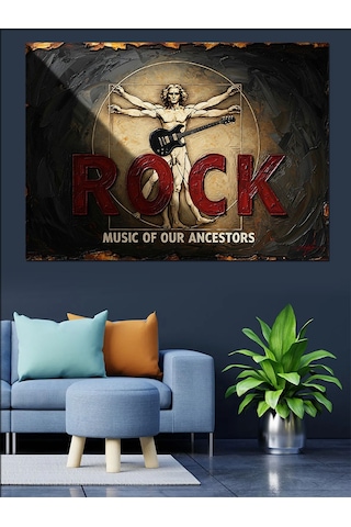 Ahşap Tablo Rock Müzik Temalı Vitruvius Adamı Hayvan Tabloları