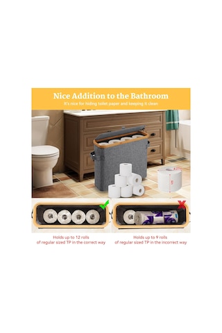 Tuvalet Kağıdı Kapalı Depolama Sepeti Bambu