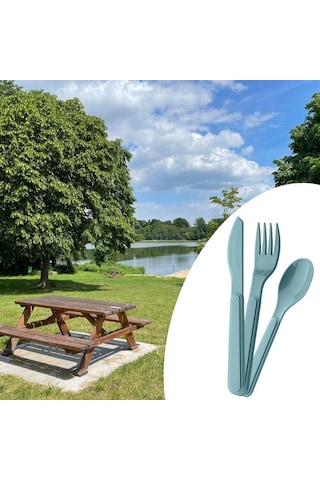 Kendiliğinden Kutulu Hijjenik Plastik Piknik Tipi Çatal Kaşık Bıçak Seti Çok Renkli