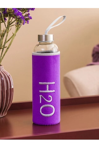 H2o Kadife Kılıflı Cam Matara 600 Ml - Renk Seçenekli Çok Renkli
