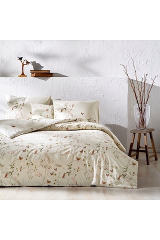 Taç Melle Ranforce Tek Kişilik Nevresim Takımı Krem