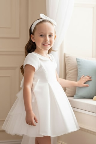 Pamina Kids Kız Bebek Fiyonk Detaylı Ve Saç Bandılı Doğum Günü - Partielbisesi 6-24 Ay 36169pr-ekru-2434 Ekru