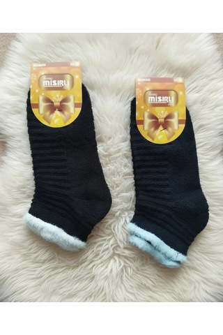 Efemicgiyimstore Bilek Kısmı Renkli Bayan Ters Havlu Kışlık Patik Çorap 12'li Paket Çok Renkli