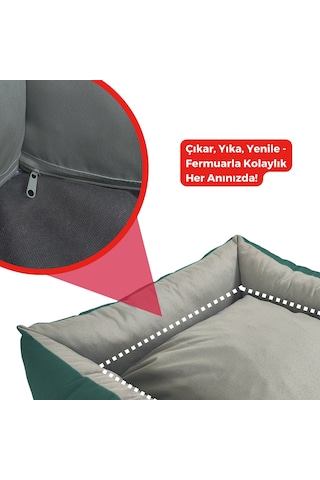 Xpermate Yuvi Kedi Yatağı Köpek Yatağı Tüy Tutmaz Kumaş Su İtici Kumaş Fermuarlı 55 x 60 x 23 CM