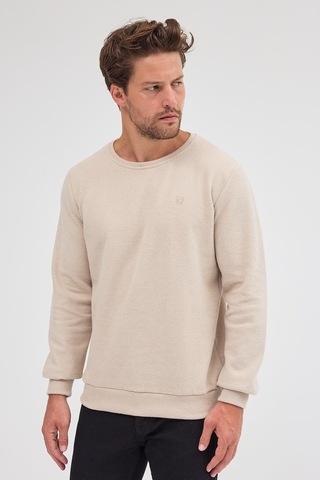 Mmetalic Erkek Bej Standart Fit Normal Kesim Pamuklu Basic Bisiklet Yaka Sweatshirt Mtlce113-bej Bej