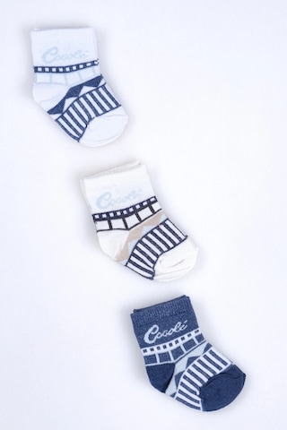 Cocole Socks Erkek Bebek Soket Çorabı 3 Lü Set Pamuklu Özel Logolu & Çizgi Desenli Çok Renkli