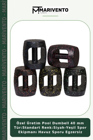 Özel Üretim Pool Dumbell 40 Mm Tür:standart Renk:siyah-yeşil Spor Ekipmanı Havuz Sporu Egzersiz Siyah - Yeşil
