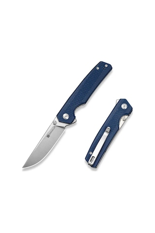 Sencut Stria Milled Blue Canvas Micarta Handle Satin Finished D2 Blade Çakı Mavi