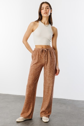 Genius Store Yumoş Bol Örme Kadın Pantolon Örme-pantolon Kahverengi