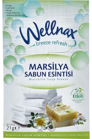 Wellnax Dolap ve Çekmece Kokusu Marsilya Sabun Esintisi Kesesi 5 x 21 G