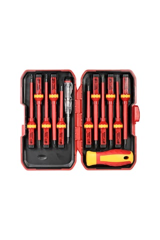 13 Parça 1000v Değiştirilebilir İzoleli Tornavida Seti, Mıknatıslı Düz, Phillips, Pozidriv, Torx Uçları Elektrikçi Onarım Araçları Kiti Diğer