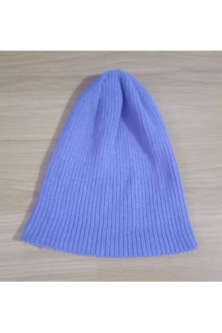 Unısex Kışlık Pamuklu Bere,şapka Eflatun 28x24cm Çok Renkli