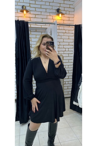 Tuba Toptaş Kloş Sandy Elbise Siyah