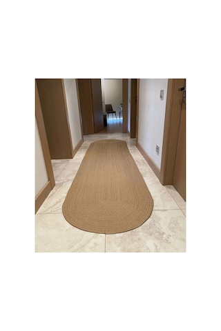 Jüt Hasır El Örgüsü Halı Kilim Yıkanabilir Çift Taraflı Oval Jüt Jüt