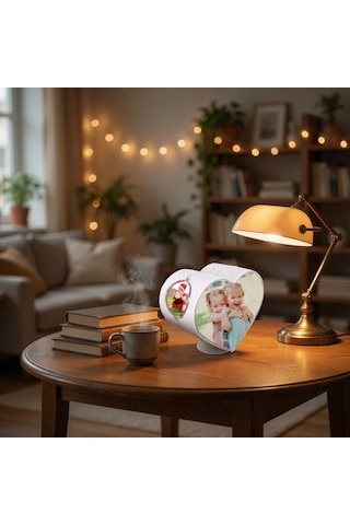Kalpli Dönen Fotoğraf Çerçevesi 4 Resimli Çocuklara Doğum Günü Hediyesi 12x14 Cm Beyaz