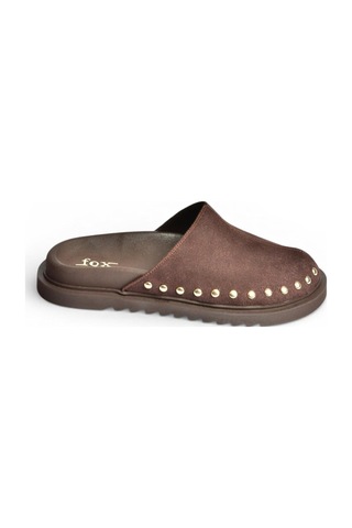 Fox Shoes Y918132902 Kahverengi Süet Önü Kapalı Sabo Terlik