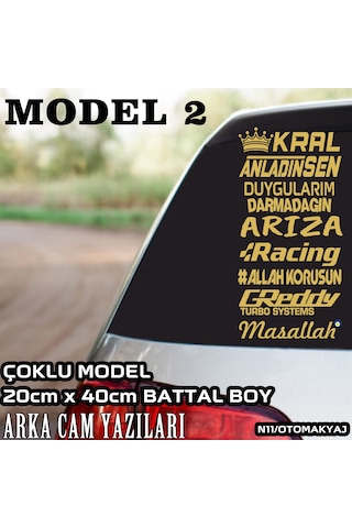 arka cam yazıları - çoklu model türkçe marka yazılı sticker seti
