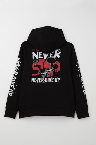 Breeze Erkek Çocuk Sweatshirt Kanguru Cepli Kapüşonlu 9-16 Yaş, Siyah Siyah
