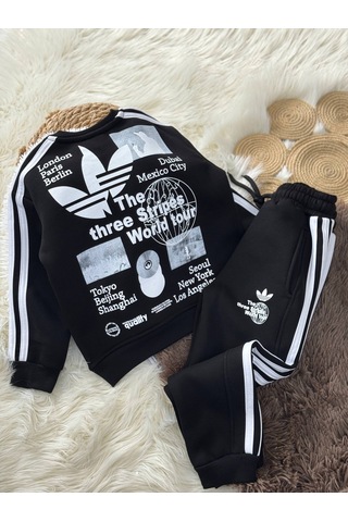 Noble Kids Erkek Çocuk Şardonlu Eşofman Takımı Siyah