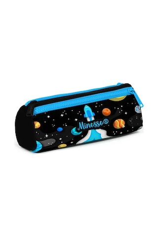 Minosso Astronot Desenli Erkek Çocuk Üç Bölmeli Kalem Çantası 6005 Karışık