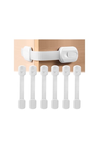 Gajeena Çocuk Güvenlik Çekmece Kilitleri, Plastik Abs, 230mm, 6 Adet, Çekmece Dolap Kapıları Buzdolabı Koruması Beyaz