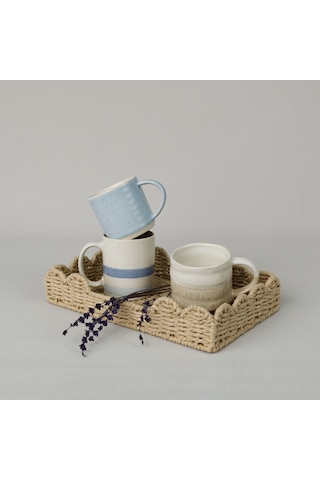 Linens Jose Seramik 400 Ml Kupa Ekru-mavi MAvi