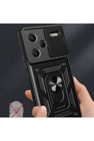 Rba Aksesuar Redmi Note 13 Pro Plus 5g Kılıf Magnetik Standlı Kamera Korumalı Rba Sürgülü Vega Kapak - Mavi Mavi