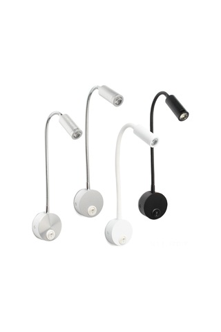 Geeroyoo Siyah Led Boyunlu Duvar Lambası - 3w Islak Beyaz Işık, Kişisel Okuma Için, Anahtarlı, Otel/yatak Odası Uygun Siyah