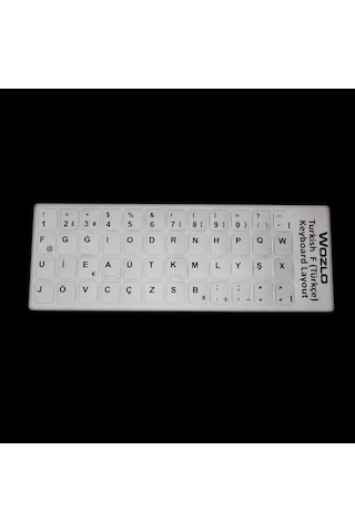 Laptoplar Için Türkçe F Klavye Sticker - Klavye Etiketi - Gri