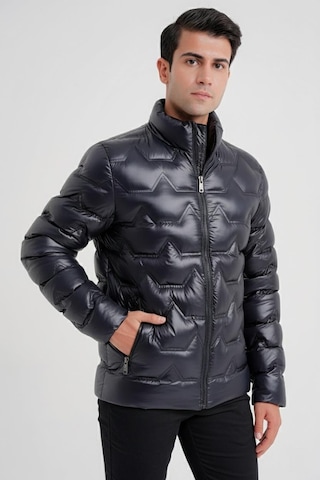Slim Fit Hakim Yaka Yan Cepli Kaz Tüyü Lacivert Şişme Mont Mt 175 Lacivert