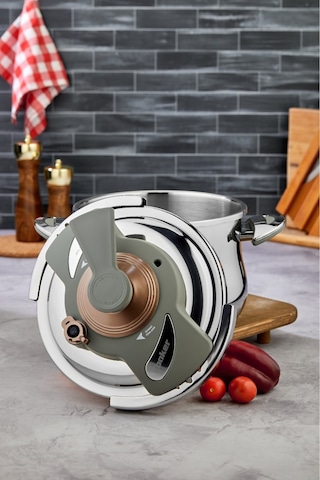 Cooker 7 Lt. Lüks Klipso Kapak Düdüklü Tencere Gri